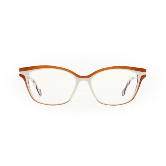 Face à Face SHISO Designer Eyeglass Frames Only 54-15-140 Brown White Cat-Eye main image 13